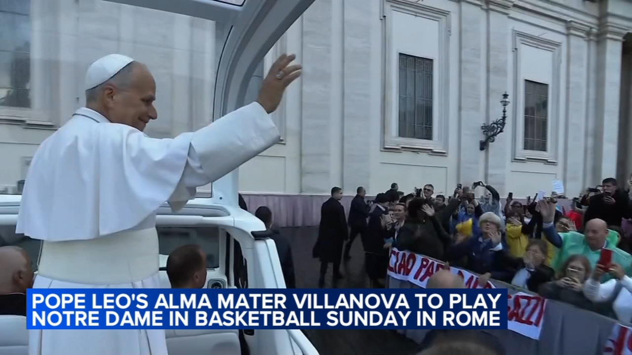 Pope Leo tells Villanova and Notre Dame basketball teams he is neutral. Prevost has other ideas
       — ABC7 Chicago (WLS-TV)